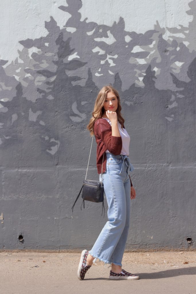 Outfit styled with Levi Ribcage Straight Ankle Jeans