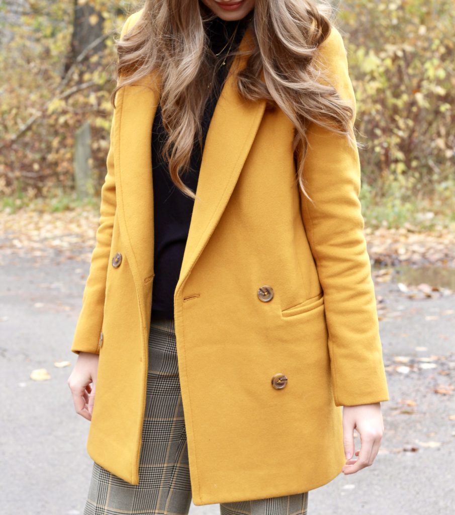 Aritzia mustard yellow Reeves wool coat
