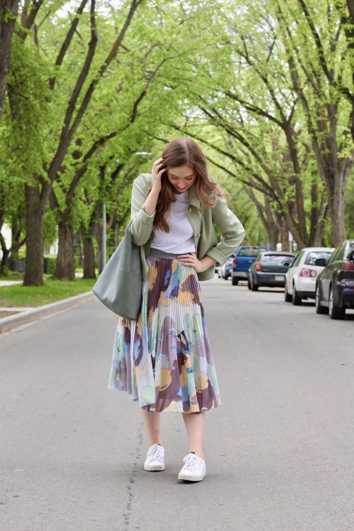 Aritzia Wilfred Twirl Skirt Outfit