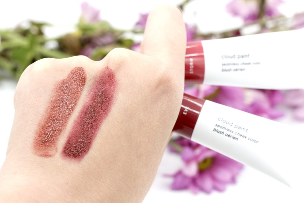 Glossier Cloud Paint Storm and Eve swatches