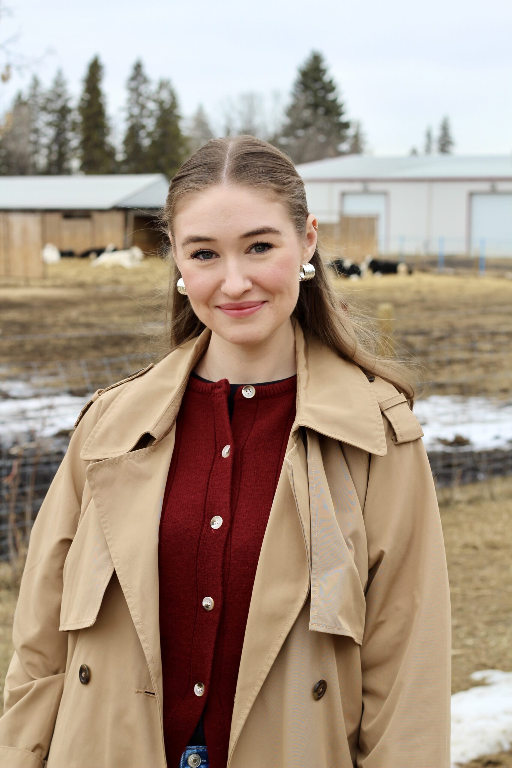 Burgundy cardigan outfit
