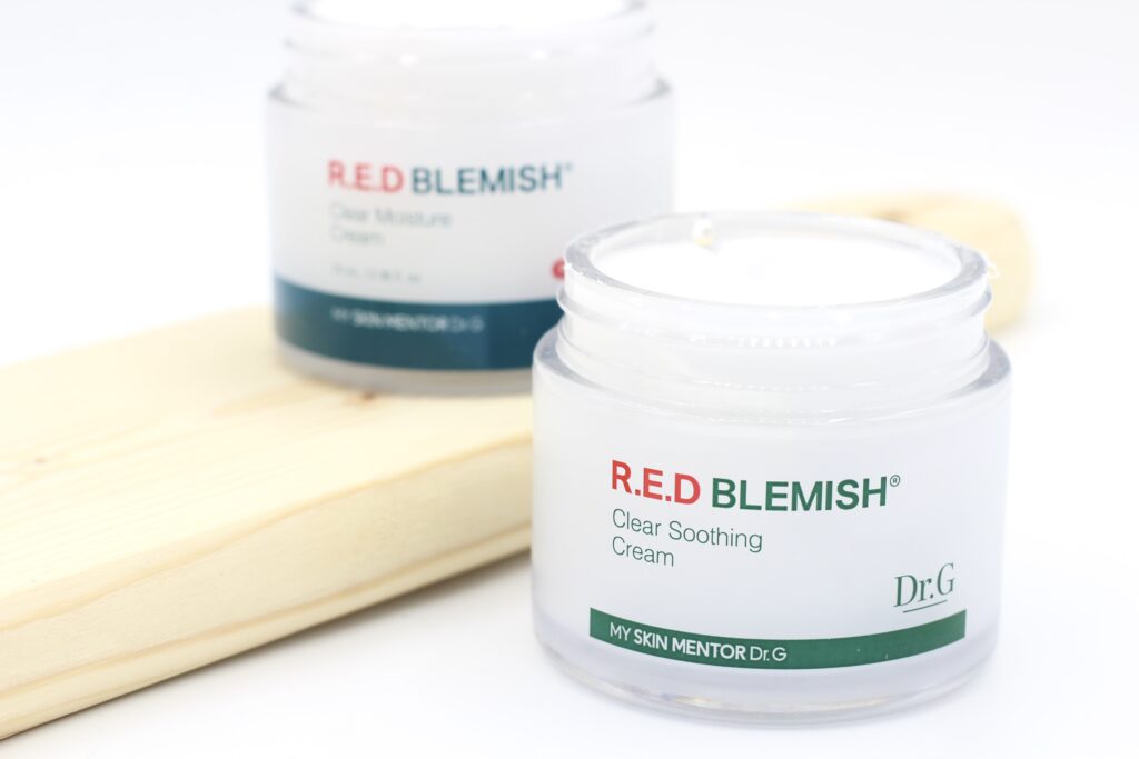 Moisturizing DR.G R.E.D Blemish Clear Cream to reduce redness and soothe skin