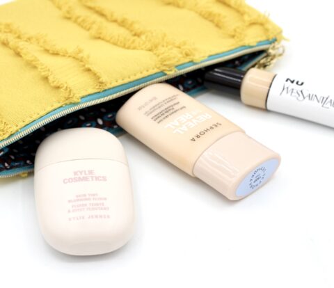 YSL Nu Bare Look Skin Tint and Kylie Cosmetics Skin Tint Blurring Elixir side by side comparison for review