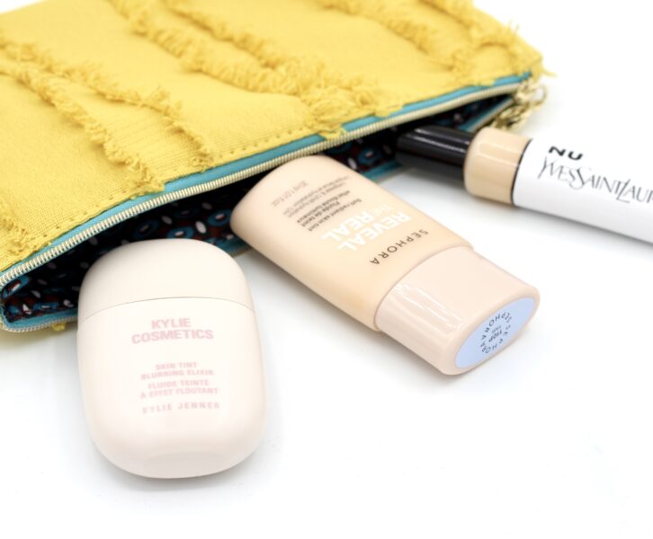 YSL Nu Bare Look Skin Tint and Kylie Cosmetics Skin Tint Blurring Elixir side by side comparison for review